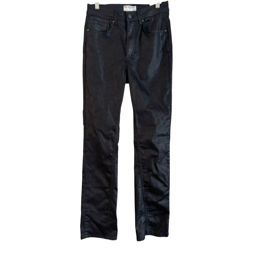 NWT Free People Women’s Xena Coated Black High Rise Slim Straight Pants Size 27